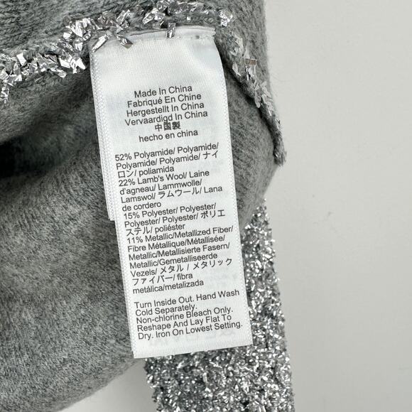 J.Crew Sweater Lady Jacket Silver Tinsel Yarn Metallic Party Gray Large NWT - Picture 8 of 12